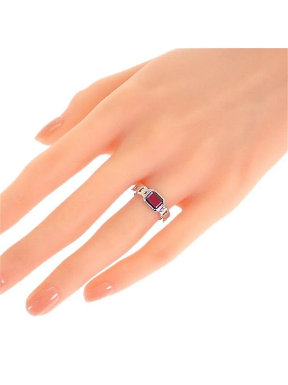 Chanel Premiere Ring 18k White Gold Pink Garnet